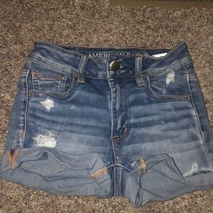 American eagle super stretch high rise jean shorts
